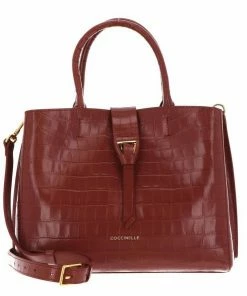 COCCINELLE Handtasche »Alba Croco Shiny Soft« Almond, Cinnamon, Noir, Shark Grey