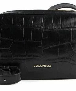 COCCINELLE Umhängetasche »Lea Croco Maxi« Moss Green, Noir, Warm Beige