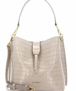 COCCINELLE Schultertasche »Alba Croco Shiny Soft« Powder Pink, Noir -Günstiges Coccinelle Geschäft 9b5dfcc4 b58e 575f b50e 06fc5701d403
