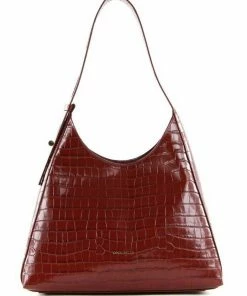 COCCINELLE Schultertasche »Fedra Croco Shiny Soft« Noir, Marsala