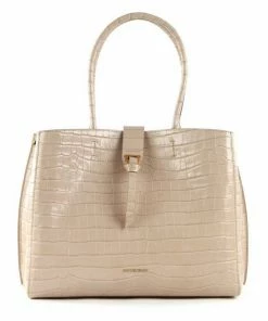 COCCINELLE Schultertasche »Alba Croco Shiny Soft« Noir, Powder Pink